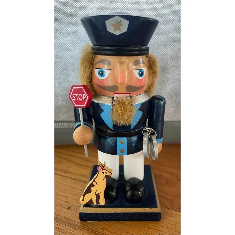 Set of 4 Wooden Police Officer Nutcracker Figures Christmas Decor 14.5